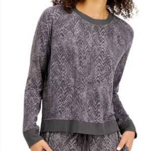 Alfani Ultra-Soft Crew Neck Pajama Top Grey Size Small